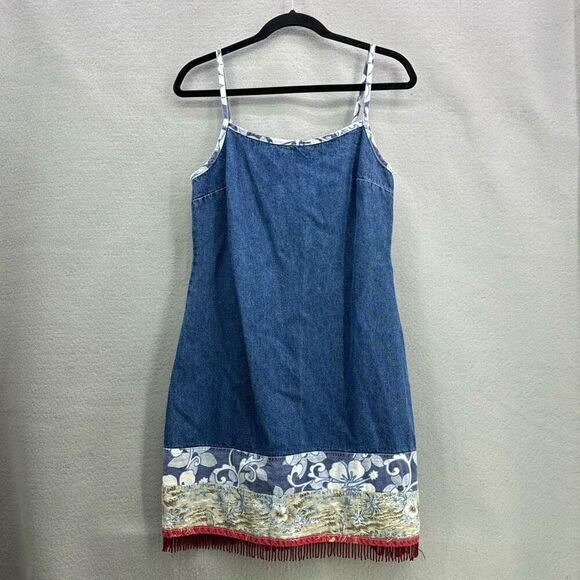 Vintage Y2K Jalate Denim Beaded Mini Sheath Dress Size 11 - Picture 10 of 10